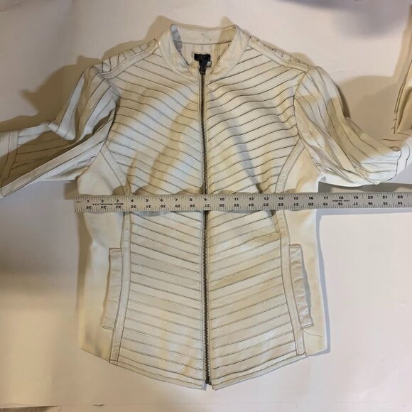 G.I.L.I Got It Love It Women's Ribbed Leather Cropped Moto Jacket Size 10 - Picture 11 of 13